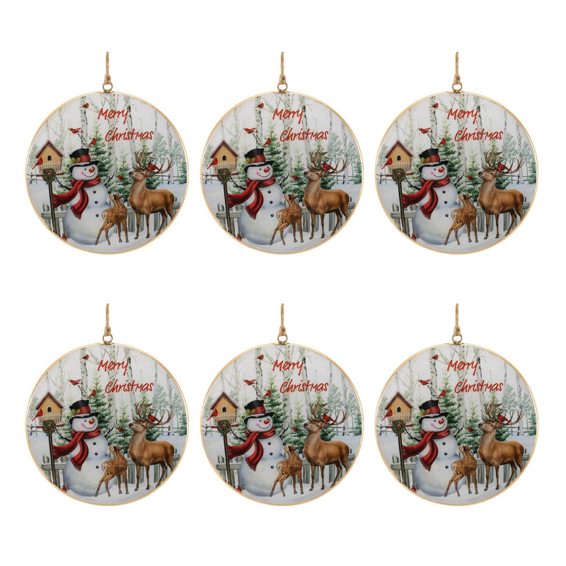 Melrose Merry Christmas Woodland Disc Ornament (Set of 6)