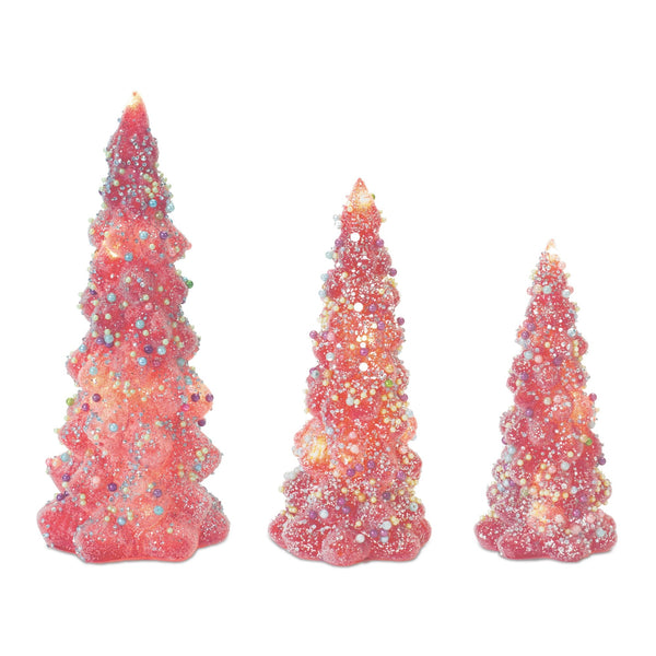 Melrose LED Tree with Rainbow Pearl Ornaments (Set of 3)