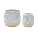 Melrose Ribbed Porcelain Vase with Two Tone Design (Set of 2)