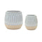 Melrose Ribbed Porcelain Vase with Two Tone Design (Set of 2)
