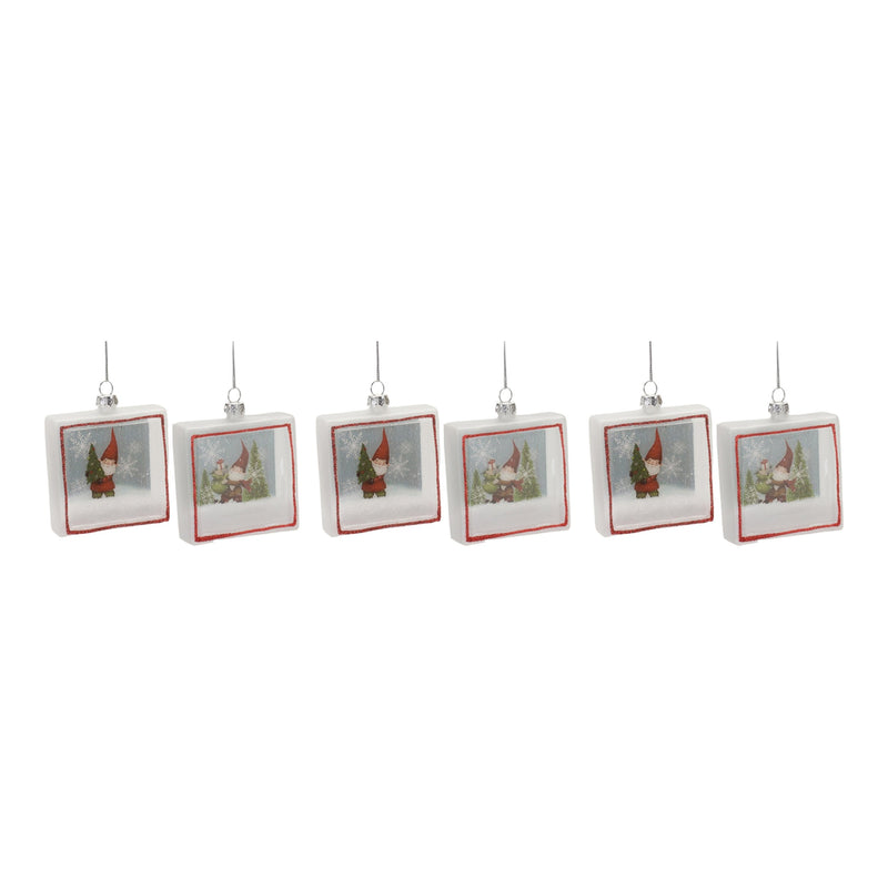 Melrose Glass Gnome Shadow Box Ornament (Set of 6)