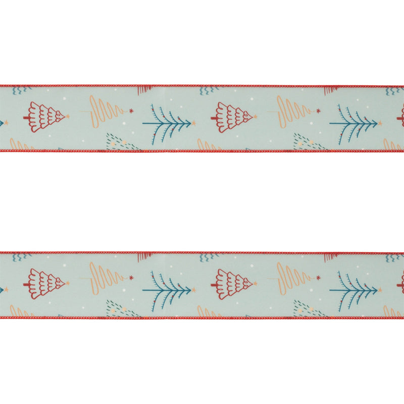 Melrose Christmas Tree Print Wired Ribbon (Set of 2)