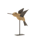 Melrose Natural Fir Wood Bird Figurine with Rustic Metal Accents (Set of 2) Mult