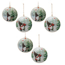 Melrose Metal Gnome Cardinal Forest Disc Ornament (Set of 6)