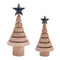 Melrose Natural Wood Tree with Metal Star (Set of 2)