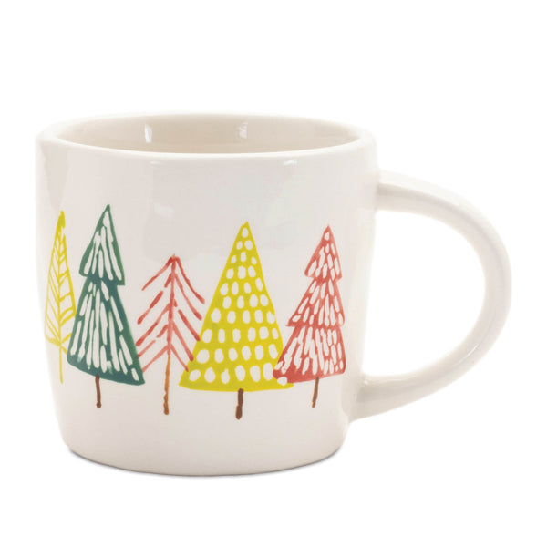 Melrose Ceramic Pine Tree Print Mug (Set of 4)