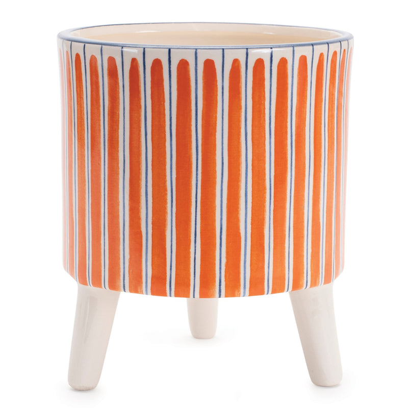 Melrose Footed Stripe Planter Set of 2 Planter, Dolomite