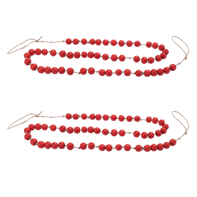 Melrose Wood Beaded String Garland (Set of 2)