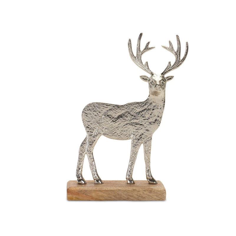 Melrose Metal Deer Silhouette with Wood Base (Set of 2)