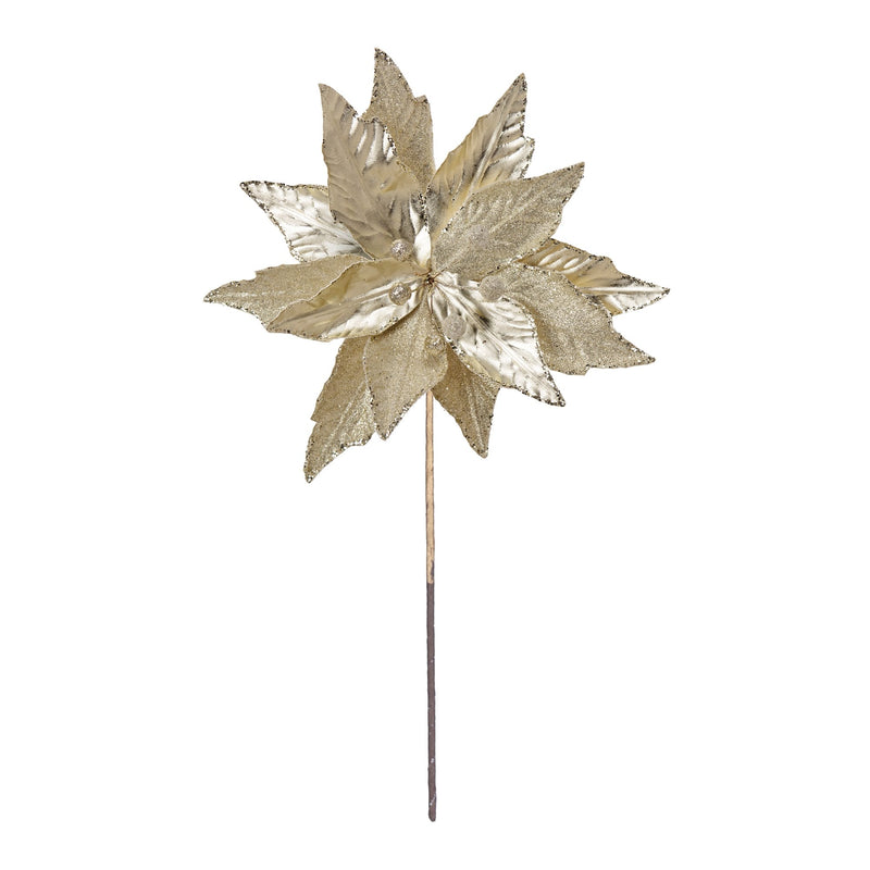 Melrose Glittered Poinsettia Stem (Set of 6)
