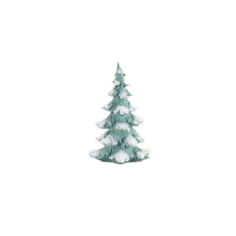 Melrose Flocked Seafoam Pine Tree with Carved Design (Set of 4)