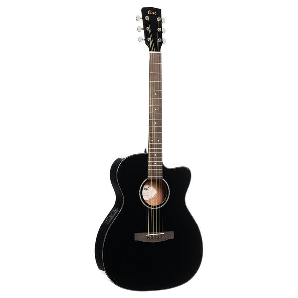 Cort L60CE OM Cutaway Acoustic-Electric Guitar - Solid Spruce Black Gloss