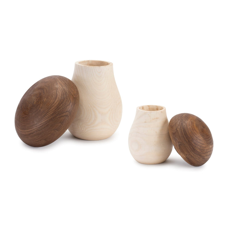 Melrose Wood Mushroom Box Decor (Set of 2)
