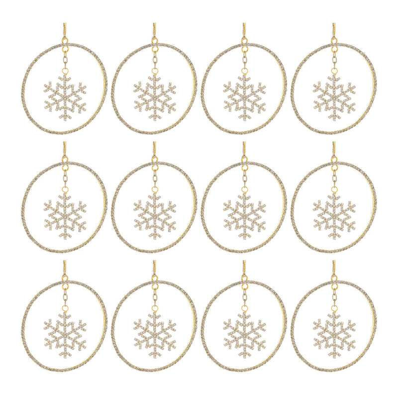 Melrose Jeweled Metal Hanging Snowflake Ornament (Set of 12)