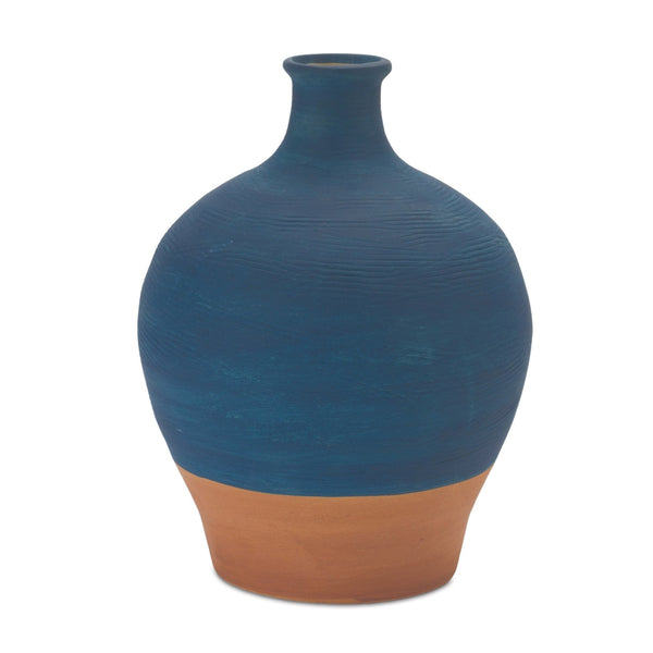 Melrose Ceramic Vase with Terra Cotta Accent 8.5"H