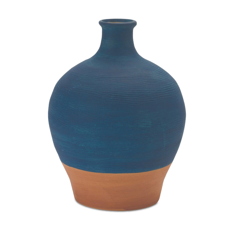 Melrose Ceramic Vase with Terra Cotta Accent 8.5"H