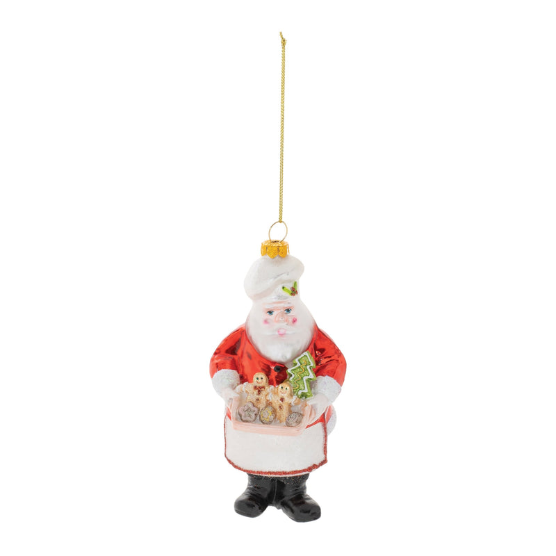 Melrose Glass Baking Santa Ornament (Set of 6)