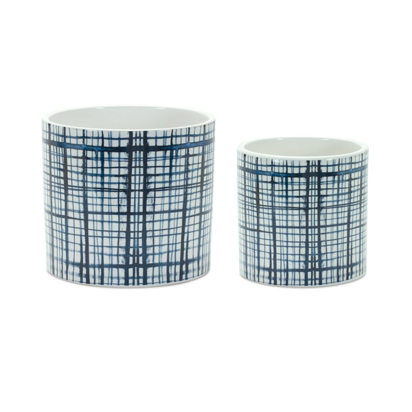 Melrose Criss Cross Pattern Planter Set of 2 Planter, Criss Cross, Dolomite