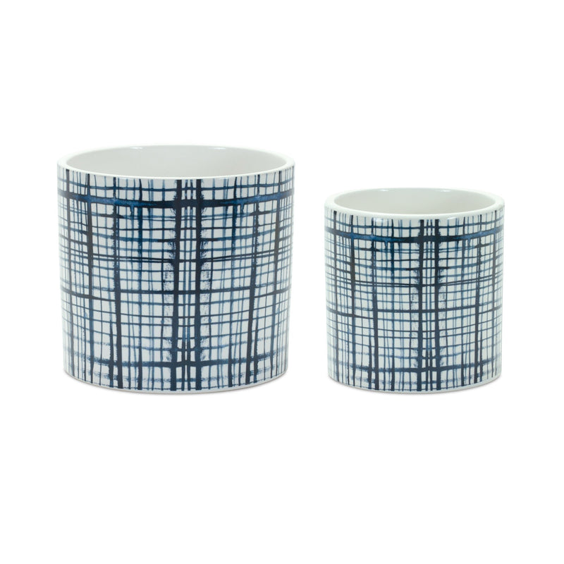 Melrose Criss Cross Pattern Planter Set of 2 Planter, Criss Cross, Dolomite