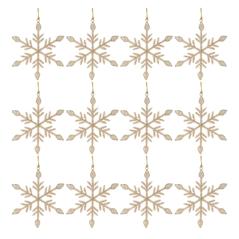 Melrose Beaded Metal Snowflake Ornament (Set of 12)