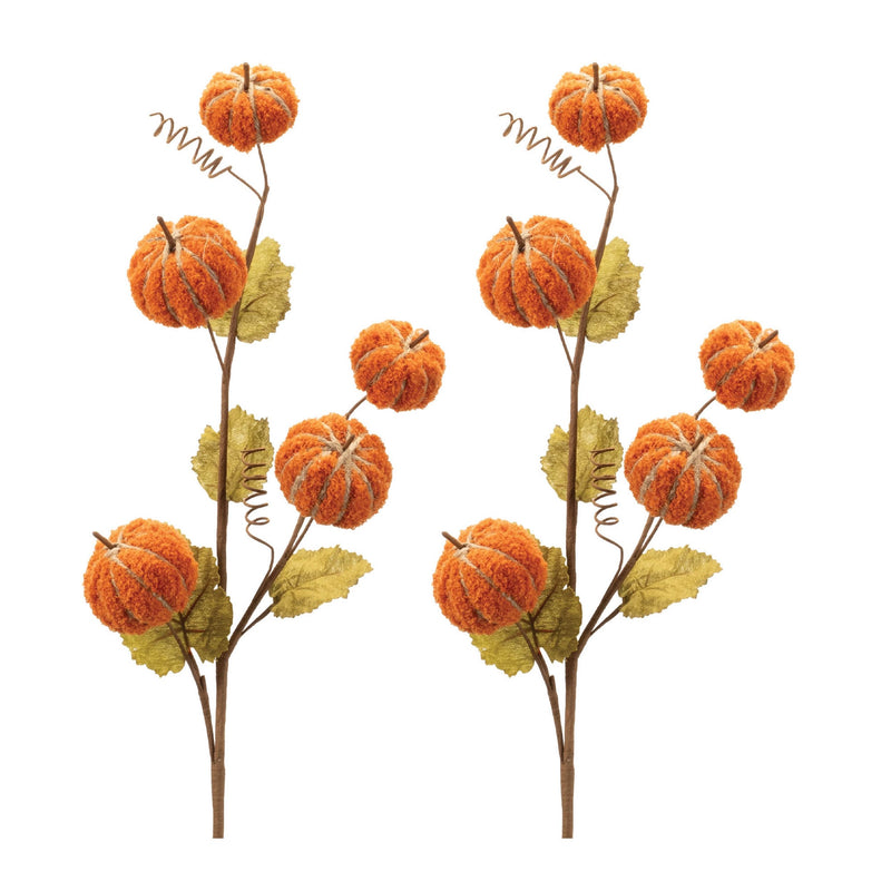 Melrose Plush Fall Pumpkin Spray (Set of 2)