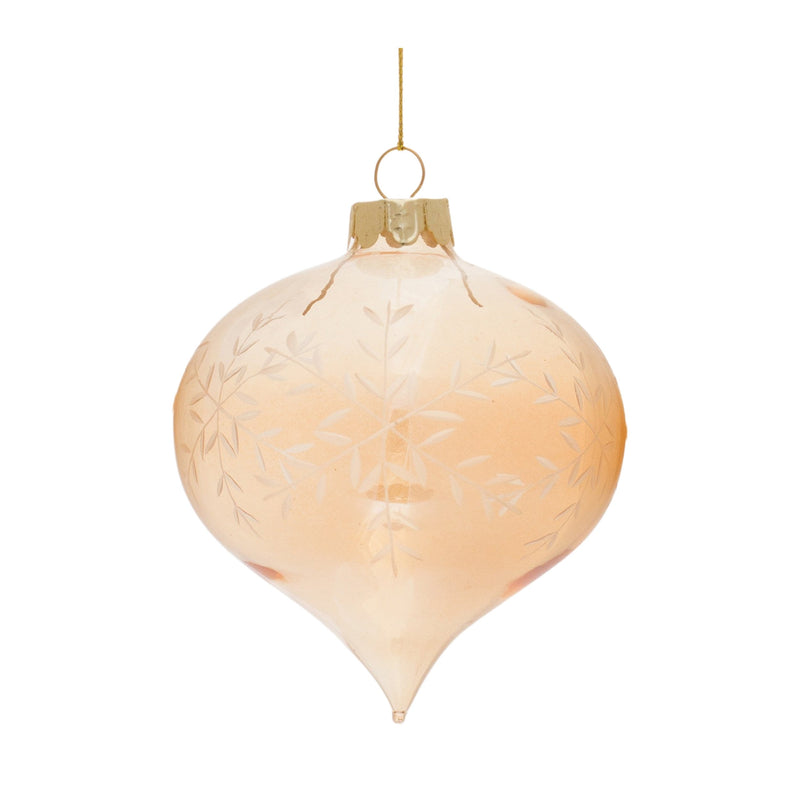 Melrose Snowflake Etched Glass Ornament (Set of 12)