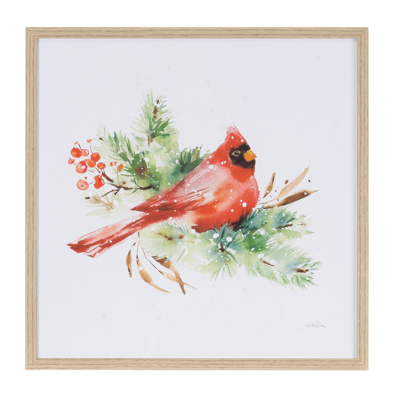 Melrose Framed Winter Cardinal Print Under Glass (Set of 2)