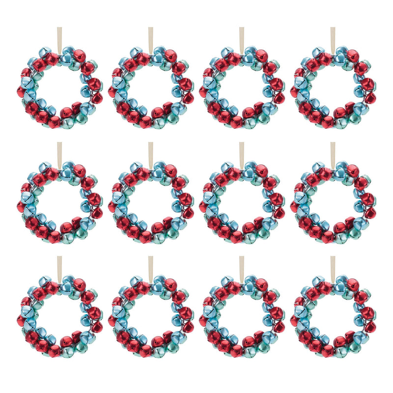Melrose Metal Sleigh Bell Wreath Ornament (Set of 12)