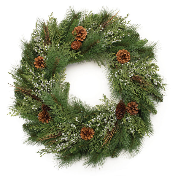 Melrose Mixed Pine Juniper and Pincone Wreath 30"D