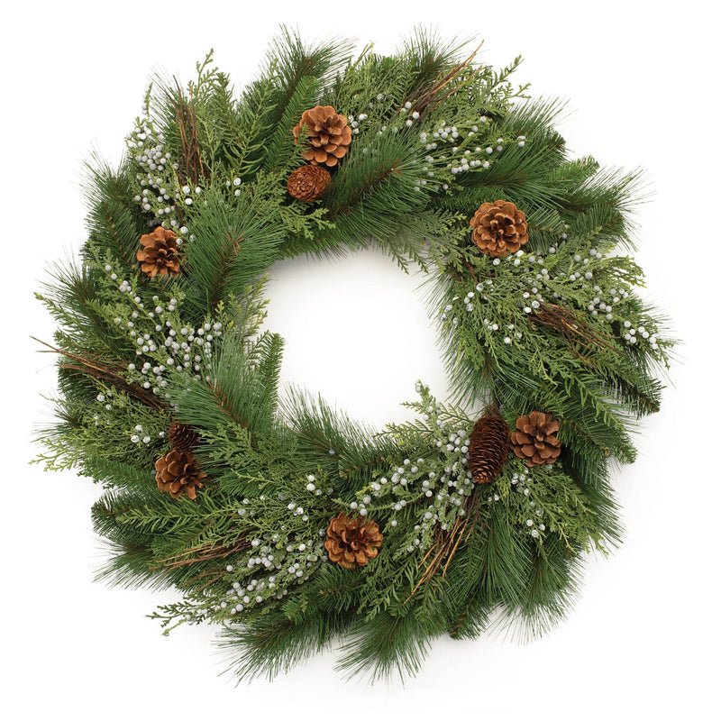 Melrose Mixed Pine Juniper and Pincone Wreath 30"D