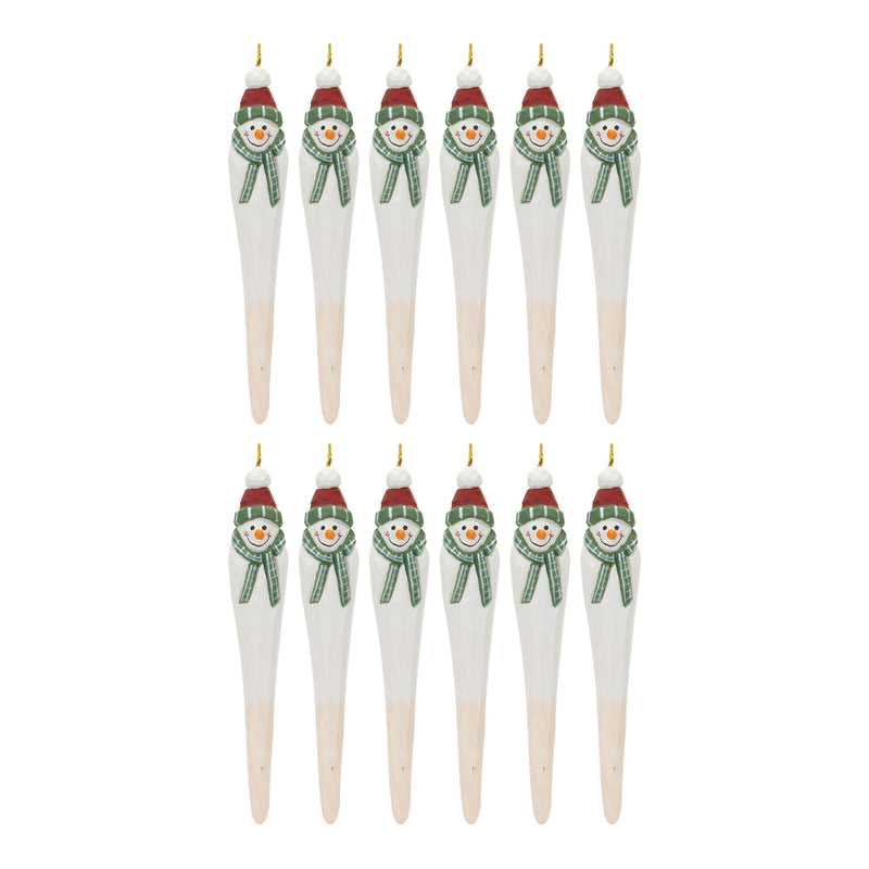 Melrose Snowman Drop Ornament (Set of 12)