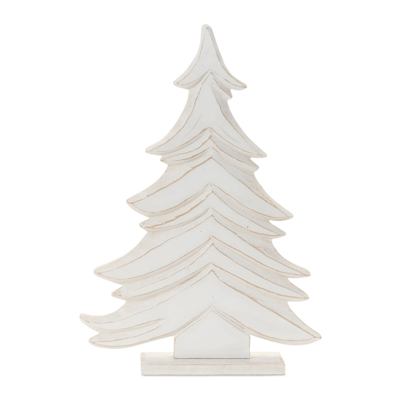 Melrose Carved Wood Pine Tree (Set of 2)