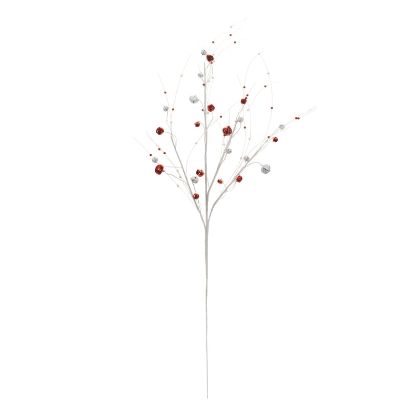Melrose Glittered Sleigh Bell Berry Twig Spray (Set of 2)