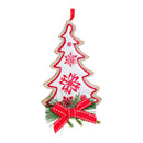 Nordic Snowflake Character Tree Ornament with Pine Bow Accent (Set of 6)