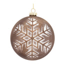 Melrose Bronze Glass Ball Ornament with Brushed Snowflake Design (Set of 4)