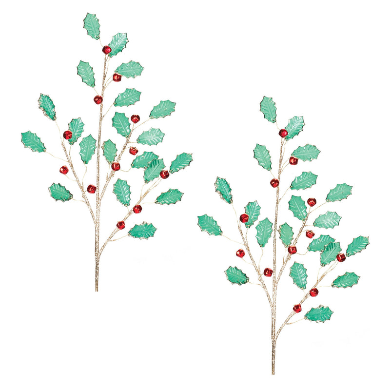 Melrose Holly Leaf Jewel Spray (Set of 2)