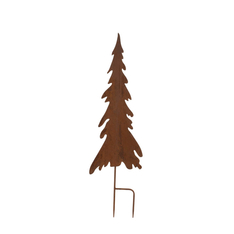 Melrose Rusted Iron Pine Tree Stake (Set of 3)