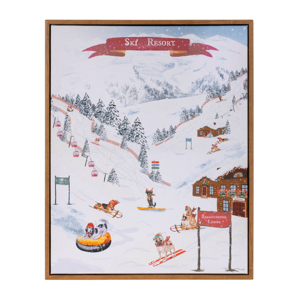 Melrose Framed Dog Ski Resort Print 20"H