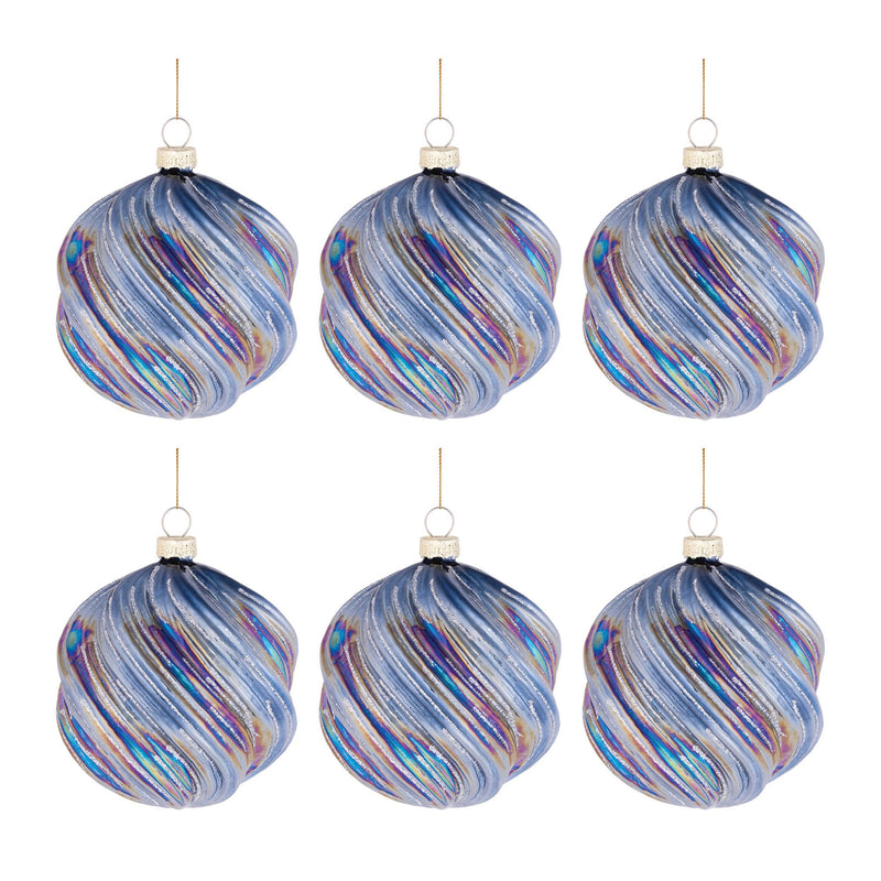 Melrose Iridescent Swirled Glass Ornament (Set of 6)