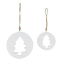 Melrose White Wood Pine Tree Cut-Out Ornament (Set of 12)