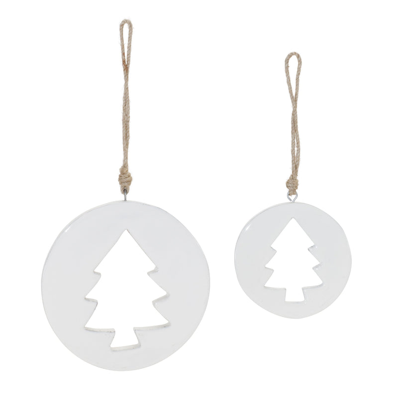 Melrose White Wood Pine Tree Cut-Out Ornament (Set of 12)