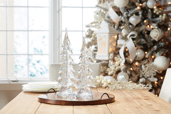 Melrose Clear Glass Pine Tree (Set of 2)