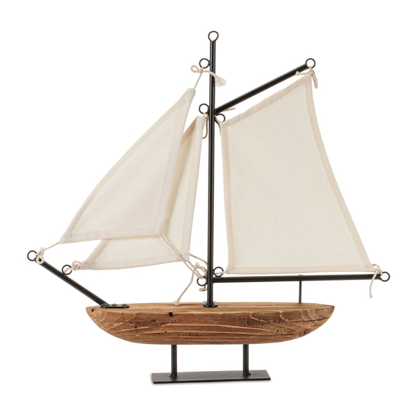 Melrose Wood and Iron Sailboat Sculpture 19.5"L