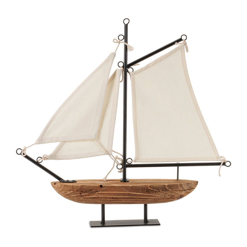 Melrose Wood and Iron Sailboat Sculpture 19.5"L