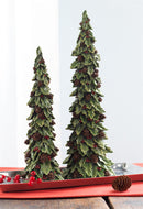 Melrose Holly Leaf Holiday Trees with Pinecone Accents (Set of 2)