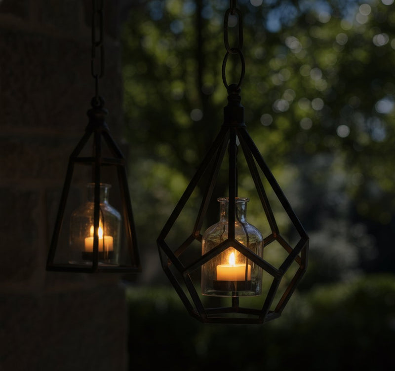 Melrose Metal Frame Hanging Tea Light Holder (Set of 2) Copper Decorative Candle