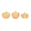 Melrose LED Mercury Glass Pumpkin Decor (Set of 3) Beige Glam & Luxury Glass LED