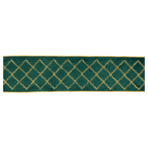 Melrose Green w/Gold Lattice Ribbon 4" x 5 Yds.