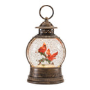 Melrose LED Snow Globe Lantern with Cardinal Bird Couple 8.25"H