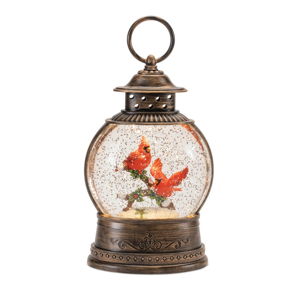 Melrose LED Snow Globe Lantern with Cardinal Bird Couple 8.25"H